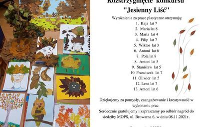 Zdjęcie do Rozstrzygnięcie konkursu "Jesienny liść"