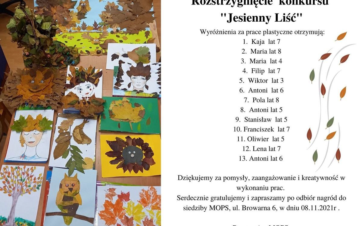 Zdjęcie do Rozstrzygnięcie konkursu "Jesienny liść"