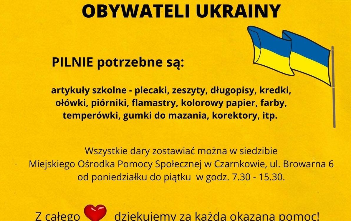 Zdjęcie do Zbi&oacute;rka dar&oacute;w na rzecz obywateli Ukrainy