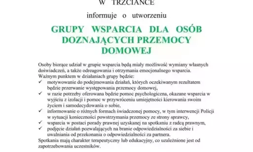 Zdjęcie do Grupy wsparcia dla os&oacute;b doznających przemocy domowej