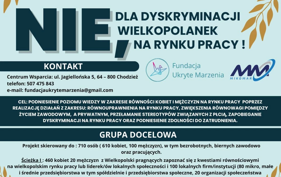 Zdjęcie do Nie dla dyskryminacji Wielkopolanek na rynku pracy!