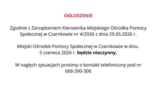 Zdjęcie do OGŁOSZENIE- NIECZYNNE